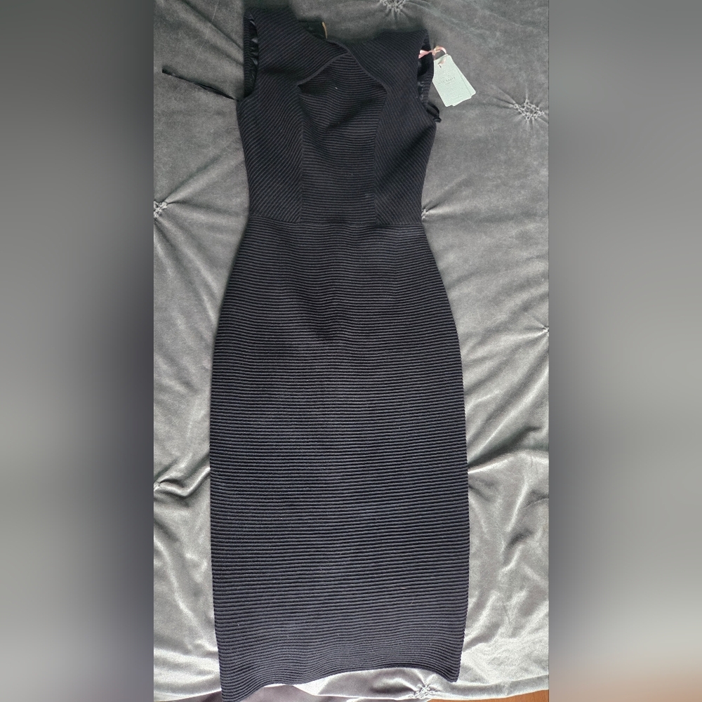 Ted Baker London Black Ribbed Midi Dress